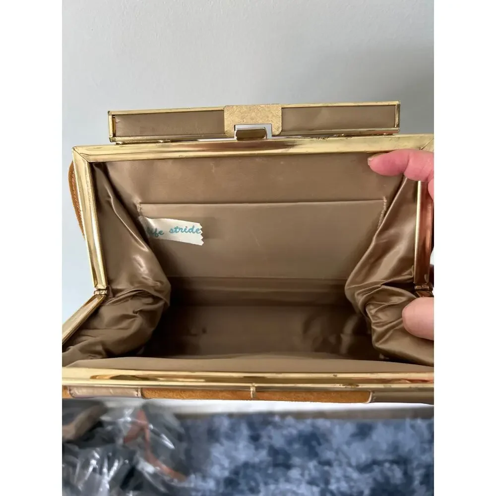 VTG Life Stride Tan Suede Bow Detail Purse